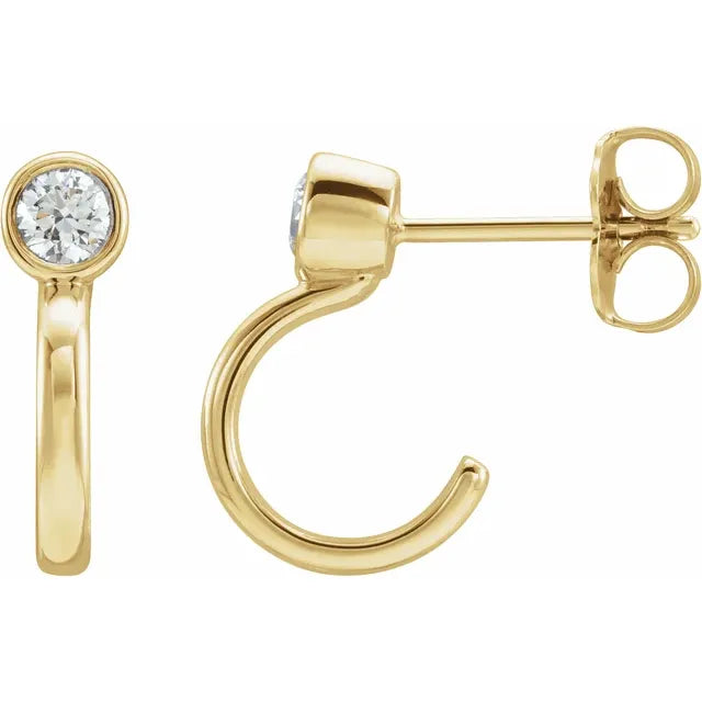 3 MM Bezel Curve Diamond hoop Earrings