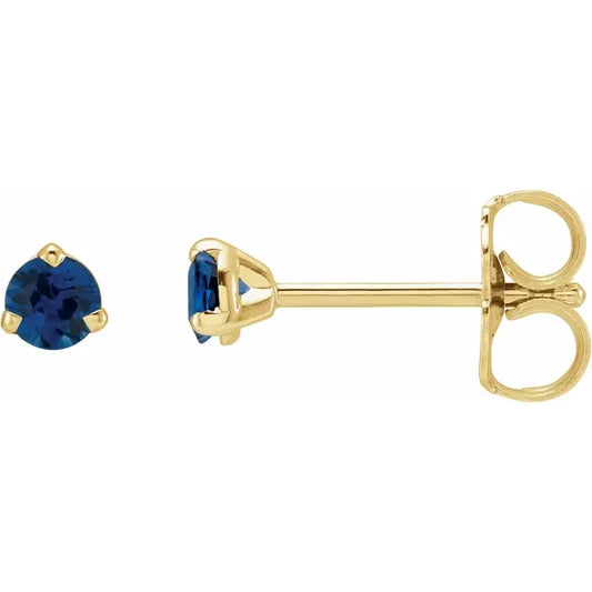 14K Yellow gold Natural Blue Sapphire Stud Earrings