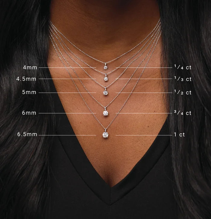 Diamond Solitaire Pendant Sizes on Model