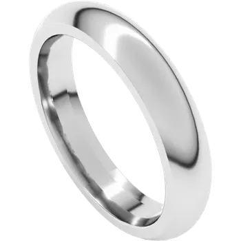 Sideway Picture for 4MM Comfort fit half round wedding band made in white gold or platinum