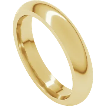 Sideway Picture for Yellow Gold 4MM Comfort fit half round wedding band