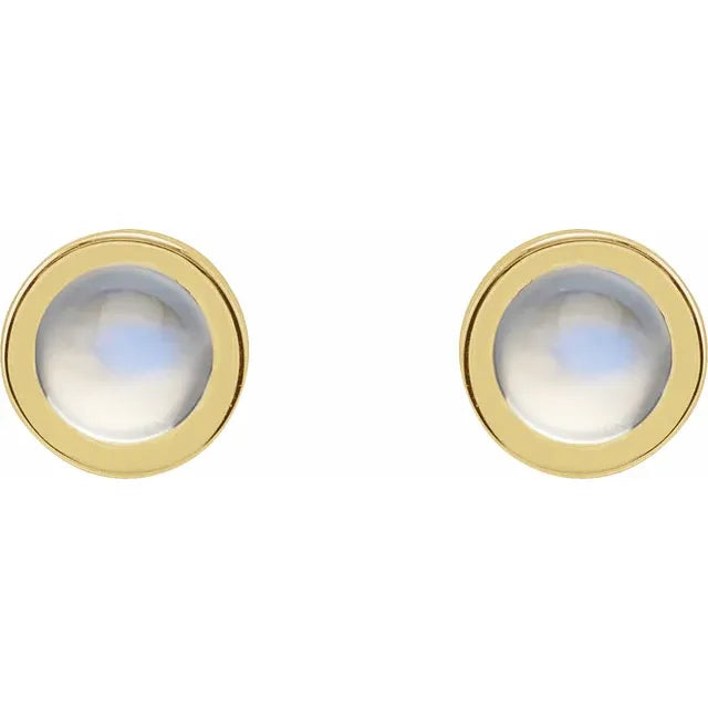 4 MM Moonstone Bezel-Set Solitaire Earrings