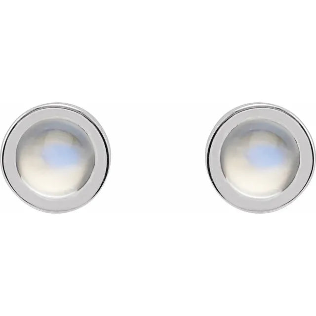 4 MM Moonstone Bezel-Set Solitaire Earrings