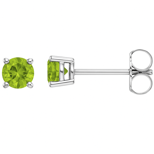 4 MM Natural peridot Stud Earrings