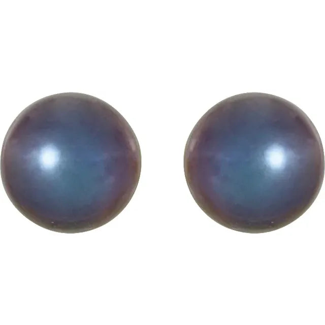5 - 6 MM Cultured Black Freshwater Pearl Stud Earrings