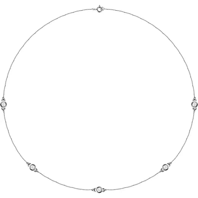 5-Stone Diamond Station Necklace Set in white Gold
