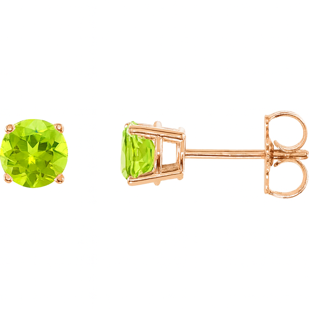 Rose gold 5 MM Natural Peridot stud earrings