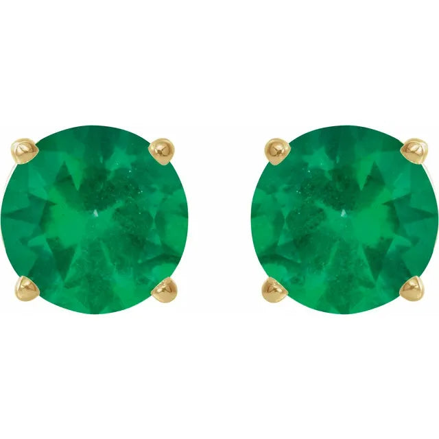 5 mm Lab-Grown Emerald Stud Earrings