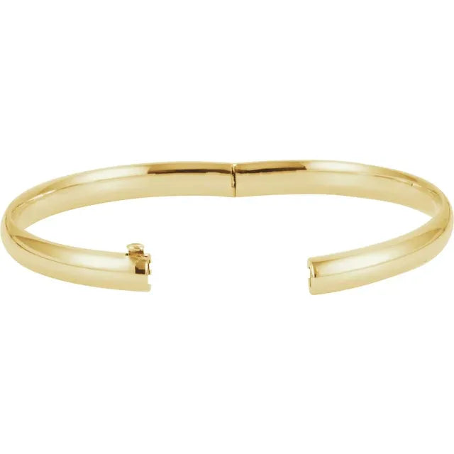Open Clasp 6.5 mm Hinged Bangle Bracelet in Yellow Gold