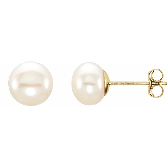 6 MM white Cultured Peal earrings