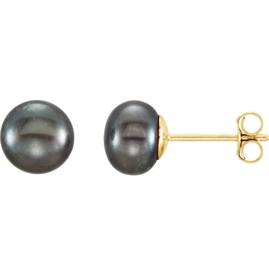 6 MM Black Cultured Peal earrings