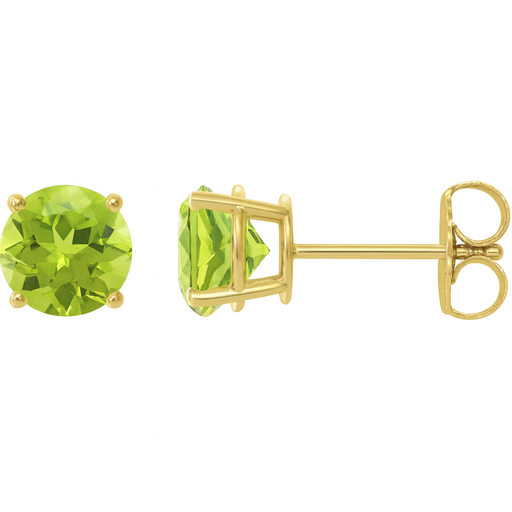 Natural Peridot Stud Earrings – 2.5 MM, 4 MM, 5 MM, 6 MM
