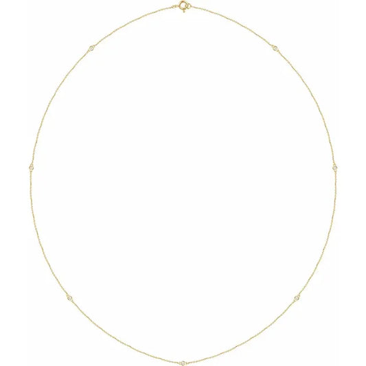 7-Stone Diamond Station Necklace in Yellow Gold