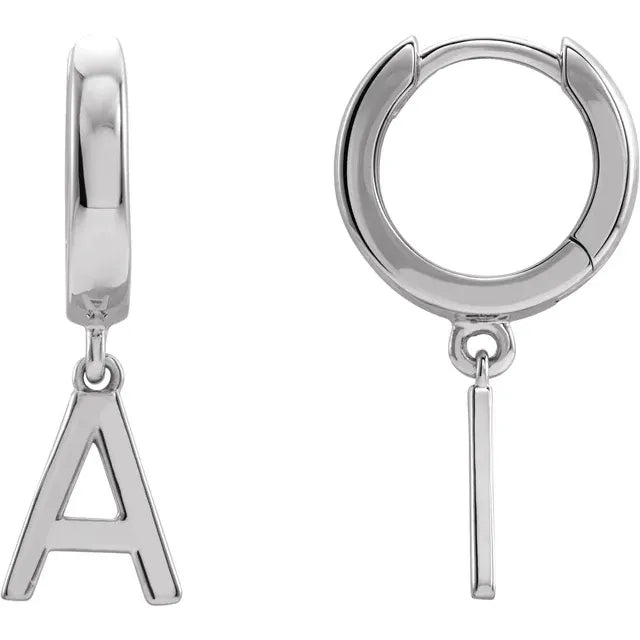14K Gold Initial Hinged Huggie Hoop Earring