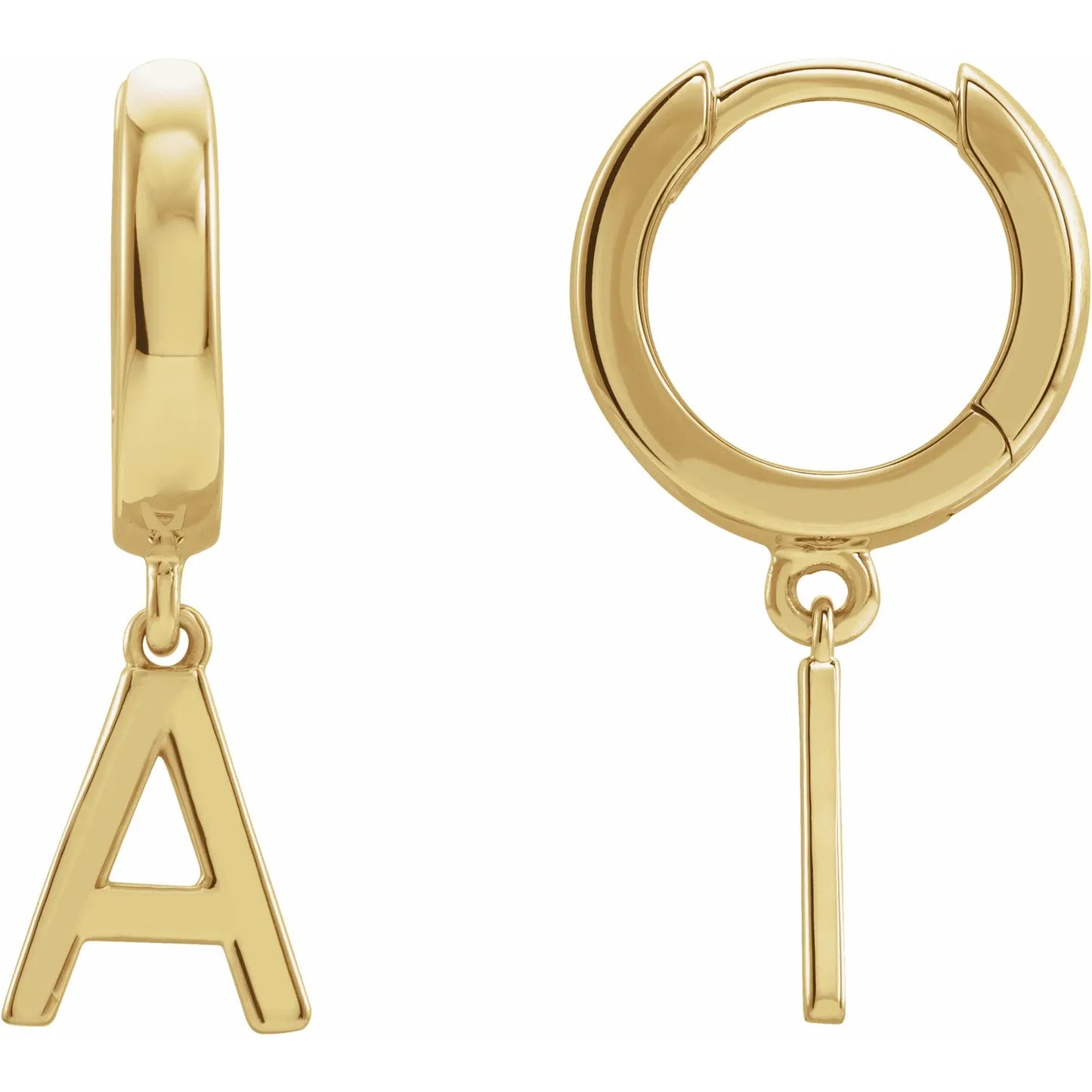14K Gold Initial Hinged Huggie Hoop Earring