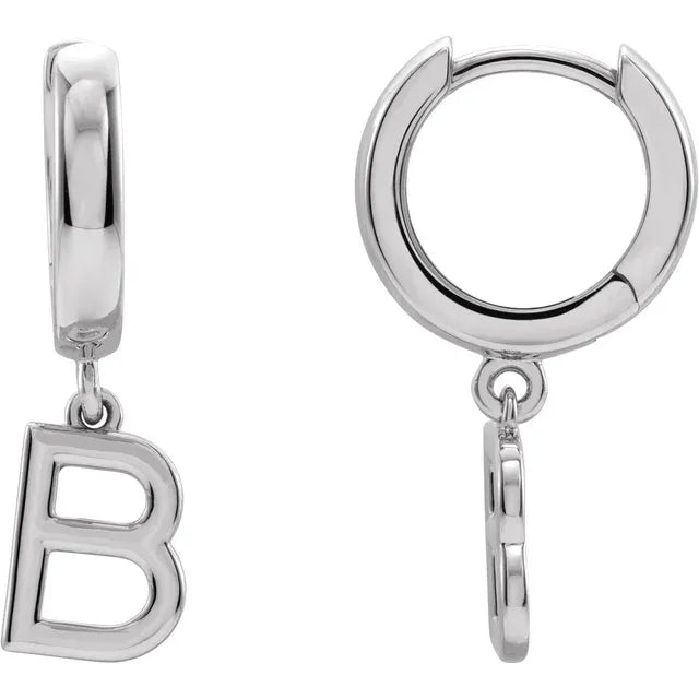 14K Gold Initial Hinged Huggie Hoop Earring
