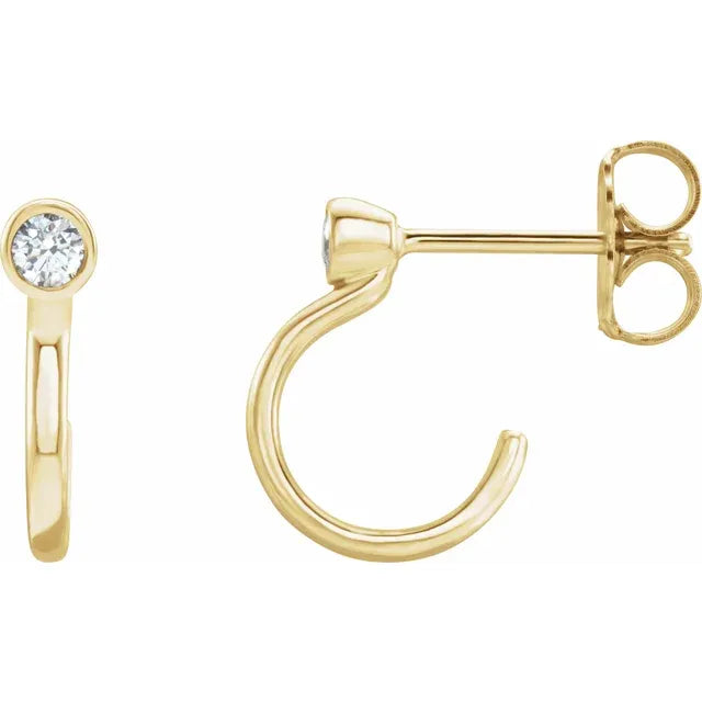 2 MM Bezel Curve Diamond Hoop Earrings