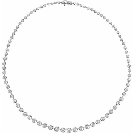 Bezel set Diamond Tennis Necklace  in white gold