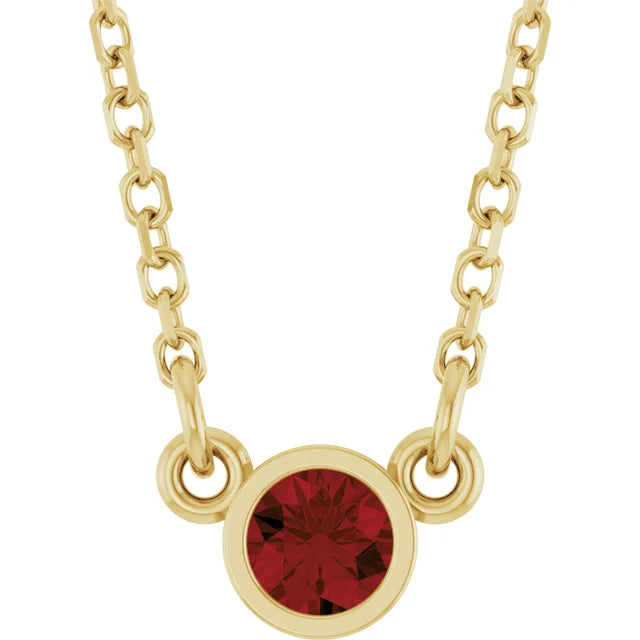 4 MM Natural Garnet Solitaire Pendant
