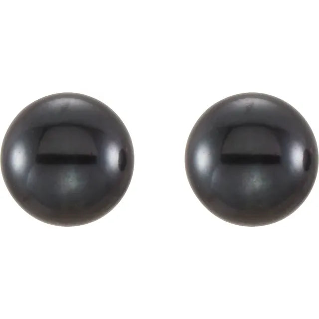Black Freshwater Button Pearl Earrings