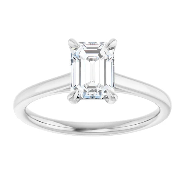 1 CT Classic Emerald Cut Solitaire Diamond Engagement Ring Set in white gold or platinum