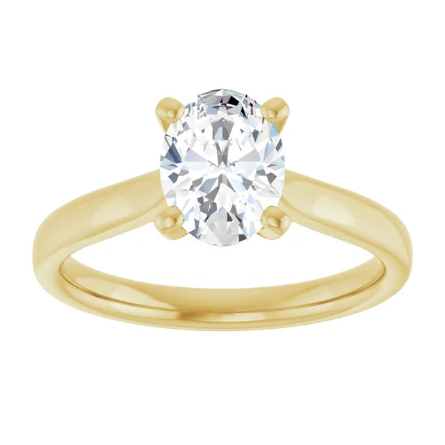 14K Yellow Gold Classic Oval Shape Diamond Engagement Ring