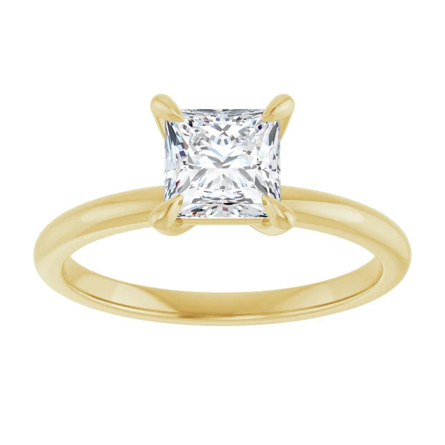 1 CT Princess Cut (Square Diamond) Solitaire Engagement Ring for women Set in Yellow Gold