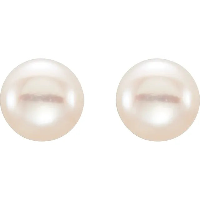 Cultured White Freshwater Button Pearl Earrings