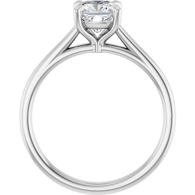 1 CT Cushion Cut Solitaire Engagement Ring Set in white gold showing under gallery