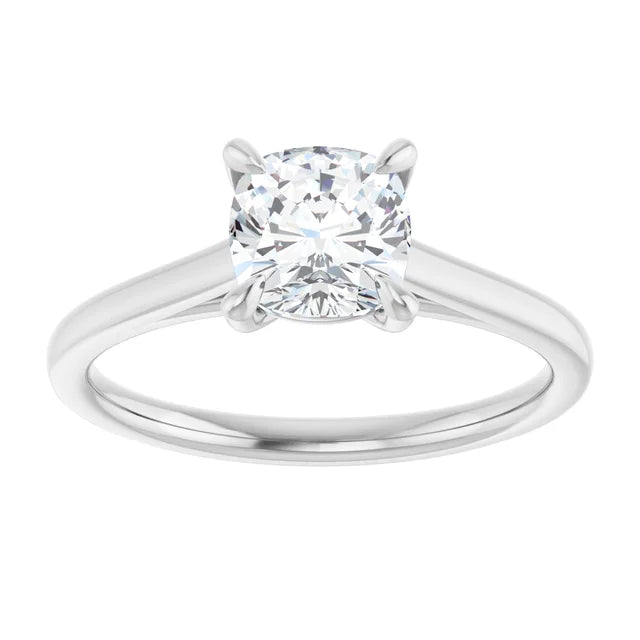 1 CT Cushion Cut Solitaire Engagement Ring Set in white gold or platinum