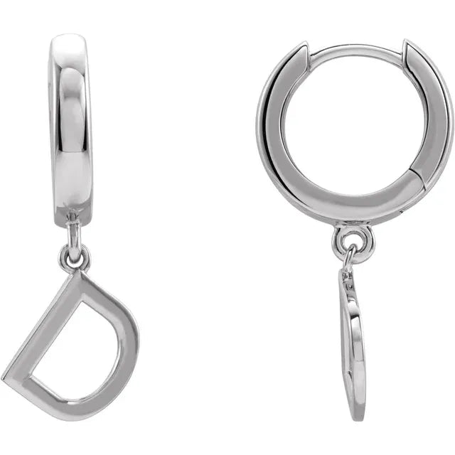 14K Gold Initial Hinged Huggie Hoop Earring