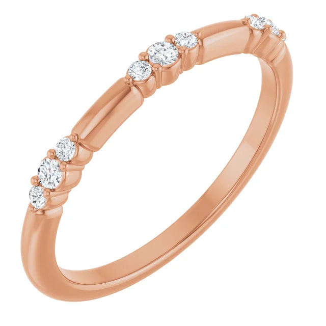 Sideway Picture for rose gold Diamond Stackable Ring 1/8 CTW