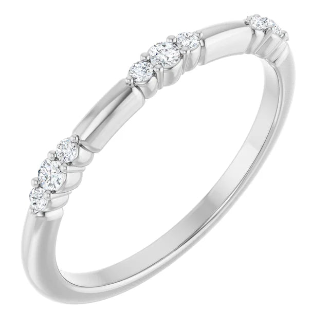 Sideway Picture for white gold or platinum Diamond Stackable Ring 1/8 CTW