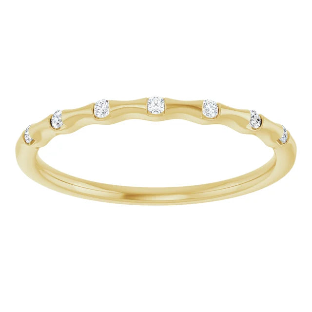 Yellow Gold Diamond Stackable Ring 7-Diamonds