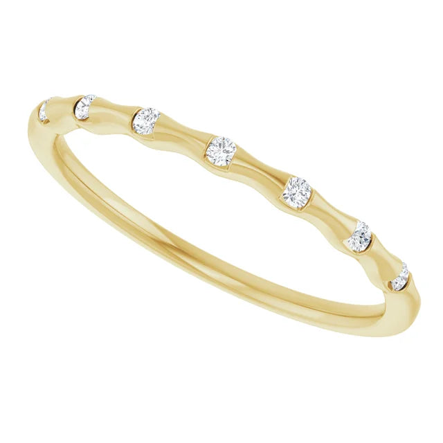 Side View for Yellow Gold Diamond Stackable Ring 7-Diamonds