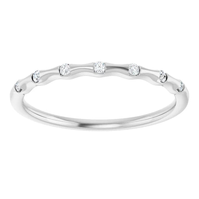 White Gold Diamond Stackable Ring 7-Diamonds