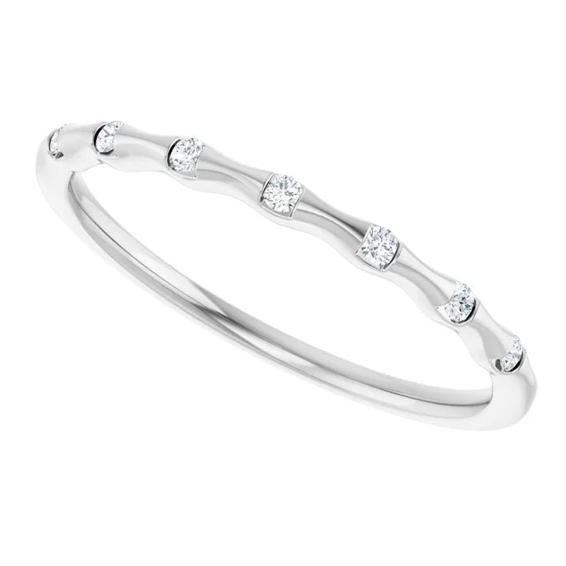 Side view for Diamond Stackable Ring 7-Diamonds in Yellow Gold