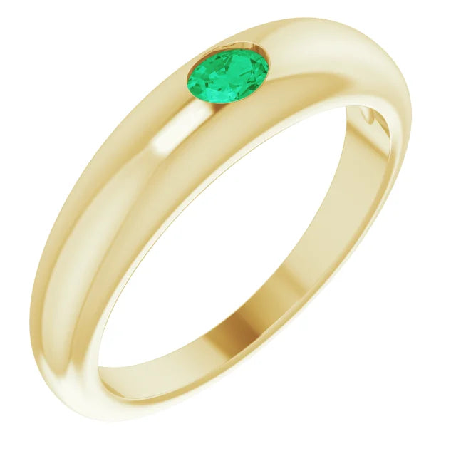 Classic Dome Gemstone Band – Flush-Set Oval Gemstone
