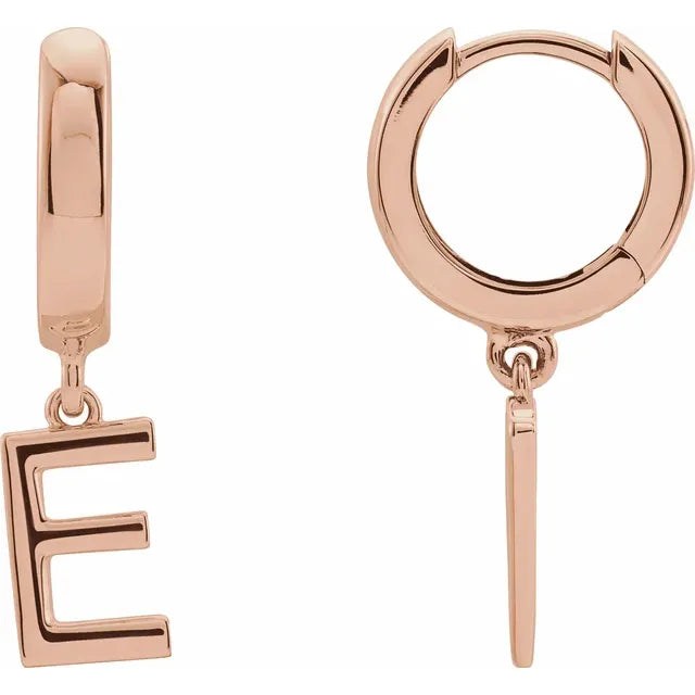 14K Gold Initial Hinged Huggie Hoop Earring