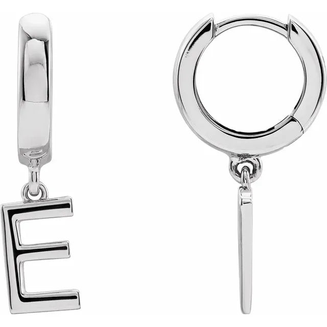 14K Gold Initial Hinged Huggie Hoop Earring