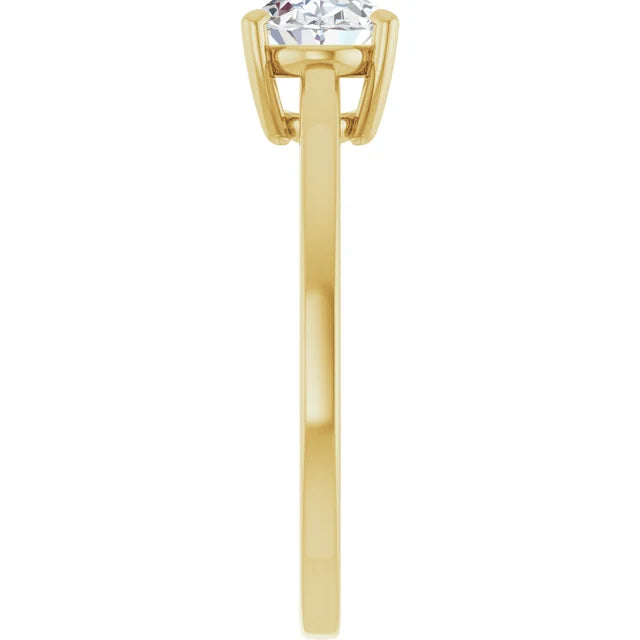 1 CT East west Oval Shape Diamond Engagement Ring set in Yellow gold showing shank from the side