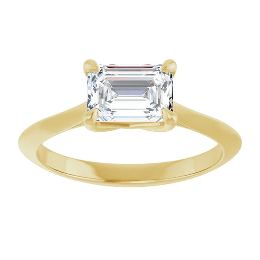 1 CT East West Emerald Cut Diamond Solitaire Engagement Ring