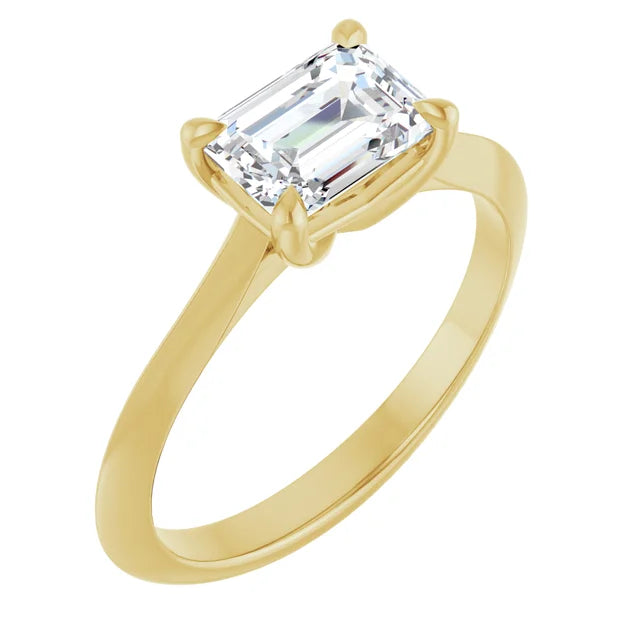 Side Picture for 1 CT East West Emerald Cut Diamond Solitaire Engagement Ring