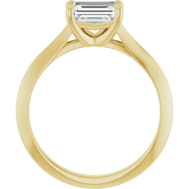 1 CT East West Emerald Cut Diamond Solitaire Engagement Ring Showing under gallery