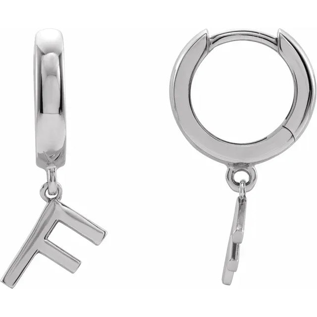 14K Gold Initial Hinged Huggie Hoop Earring
