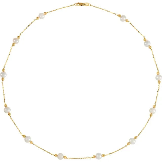 Freshwater Cultured Pearl & Bead Station Necklace