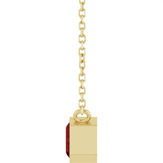 Garnet Bezel Set Emerald Cut Birthstone Pendant