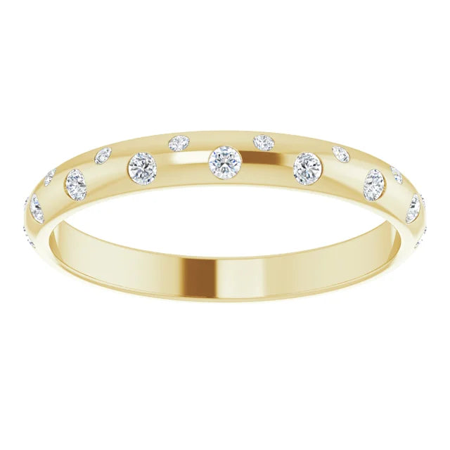 Yellow Gold Gibsy Set /Flush Set Natural Diamond Ring