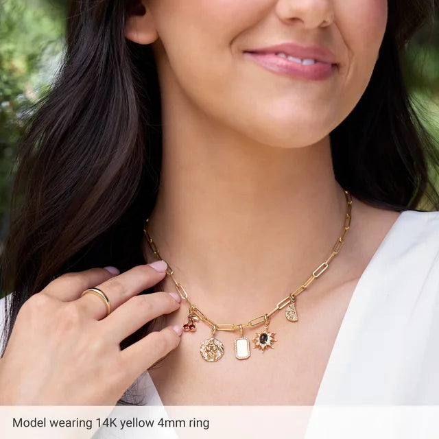 Picture for a model wearing Gold petite Dome Ring