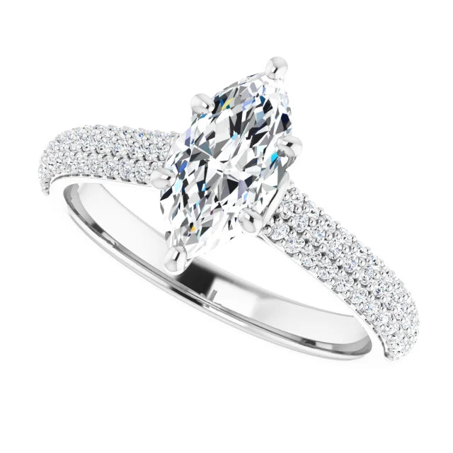 Sideway Picture for 1 CT 6-Prong Marquise Diamond Engagement Ring with accented Shank